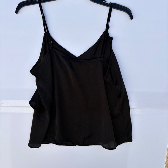Wild Fable Black Ruffle Camisole Adjustable Spaghetti Strap V-Neck Top Small - Picture 4 of 4